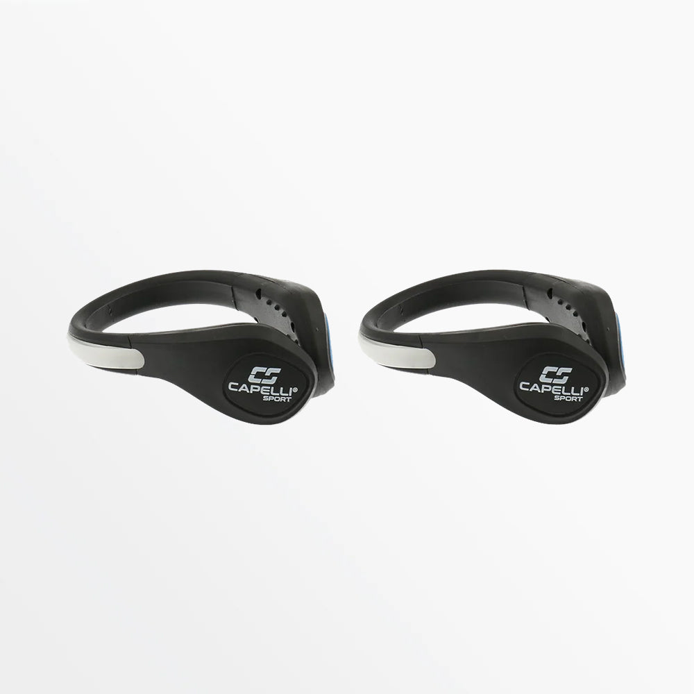 2-pack black LED sneaker clips, left and right with CAPELLI logo