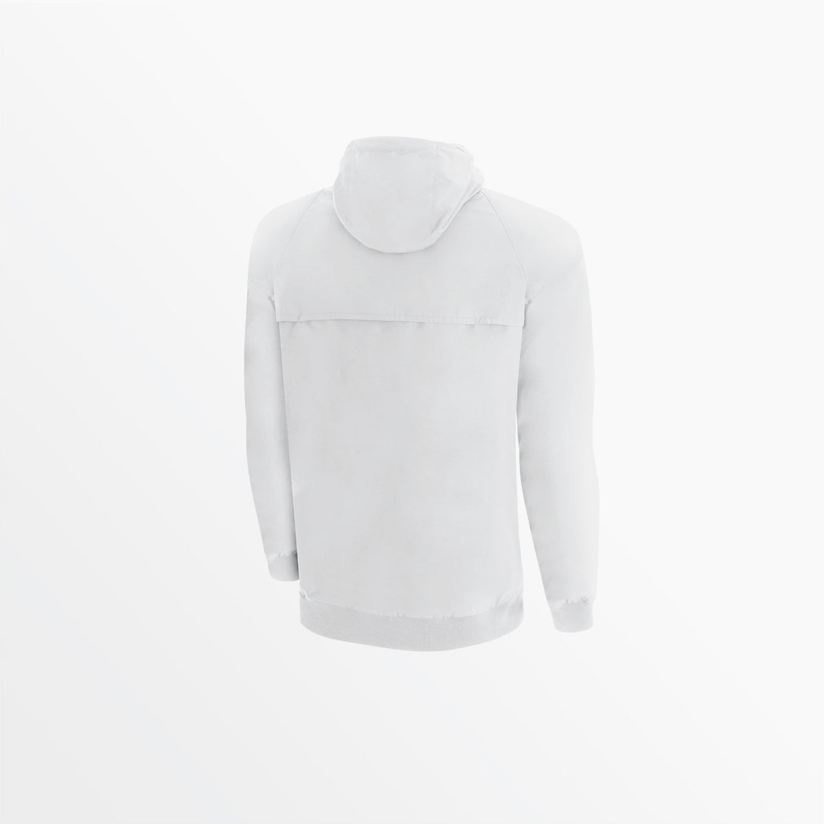 Youth windbreaker jacket, white, hooded back with elastic cuffs