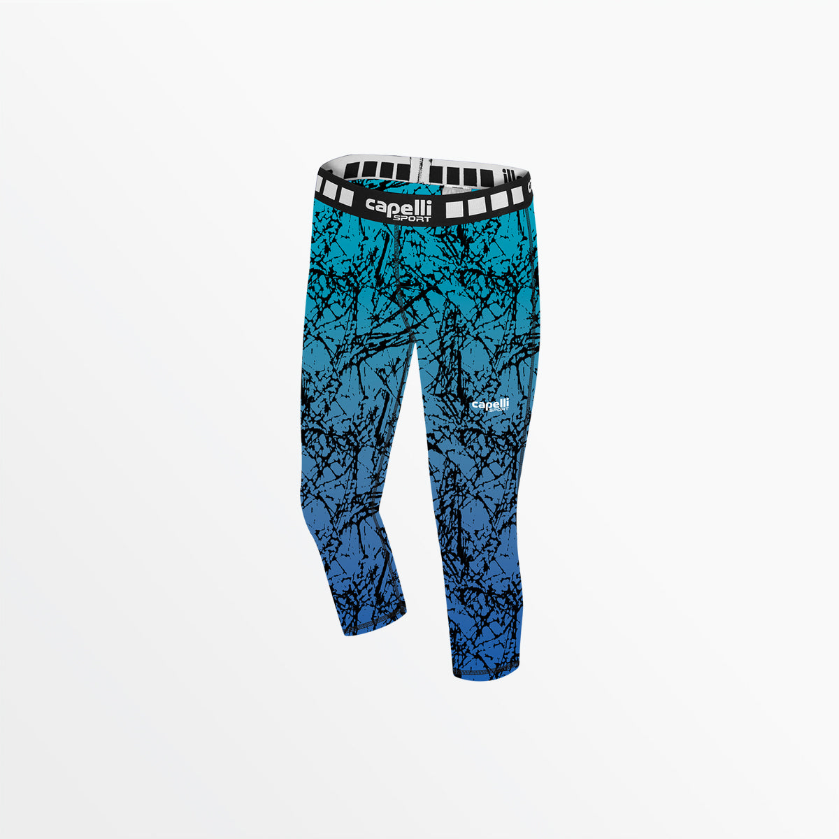 Women's 3/4 Distressed Ombre Performance Tights Capelli Sport Turquoise XS