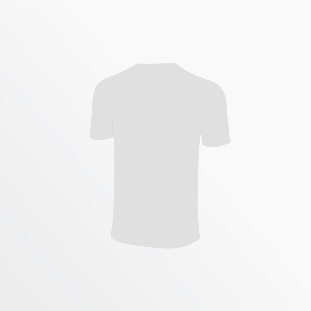 Light gray crew neck poly tee, short sleeves (back view)