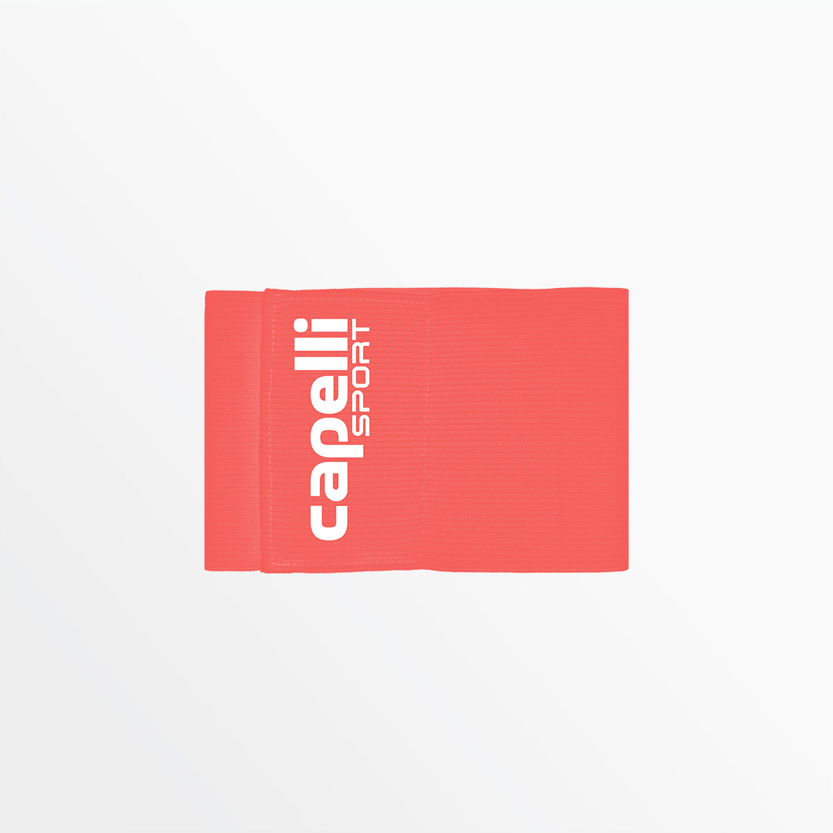Red captain's armband with white vertical emblem and text