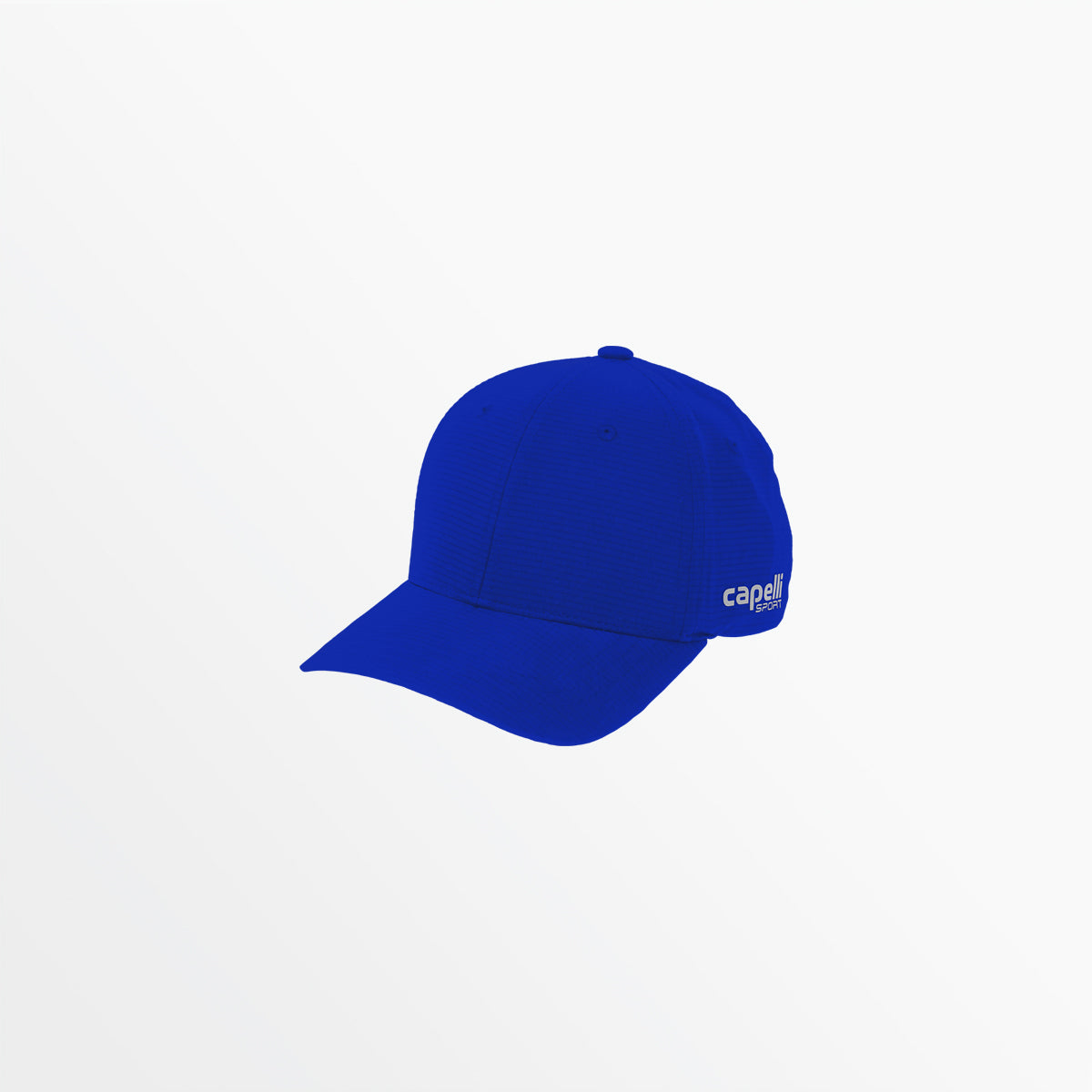 Royal blue youth team cap with front seam and capell logo on side