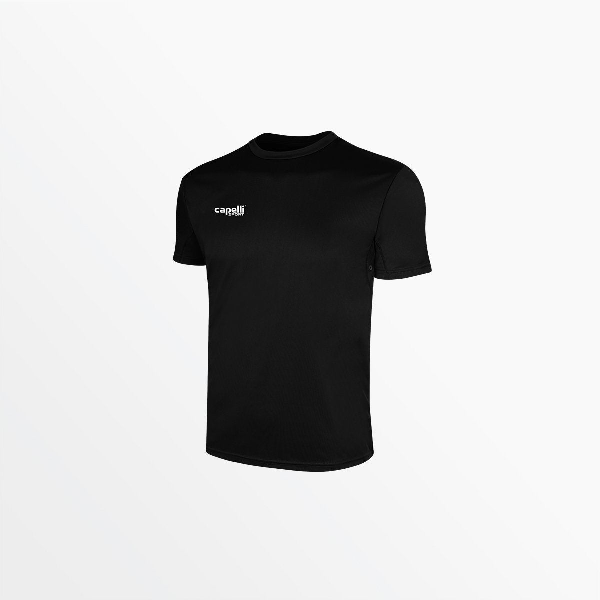 Youth short-sleeve training top, black with small front logo