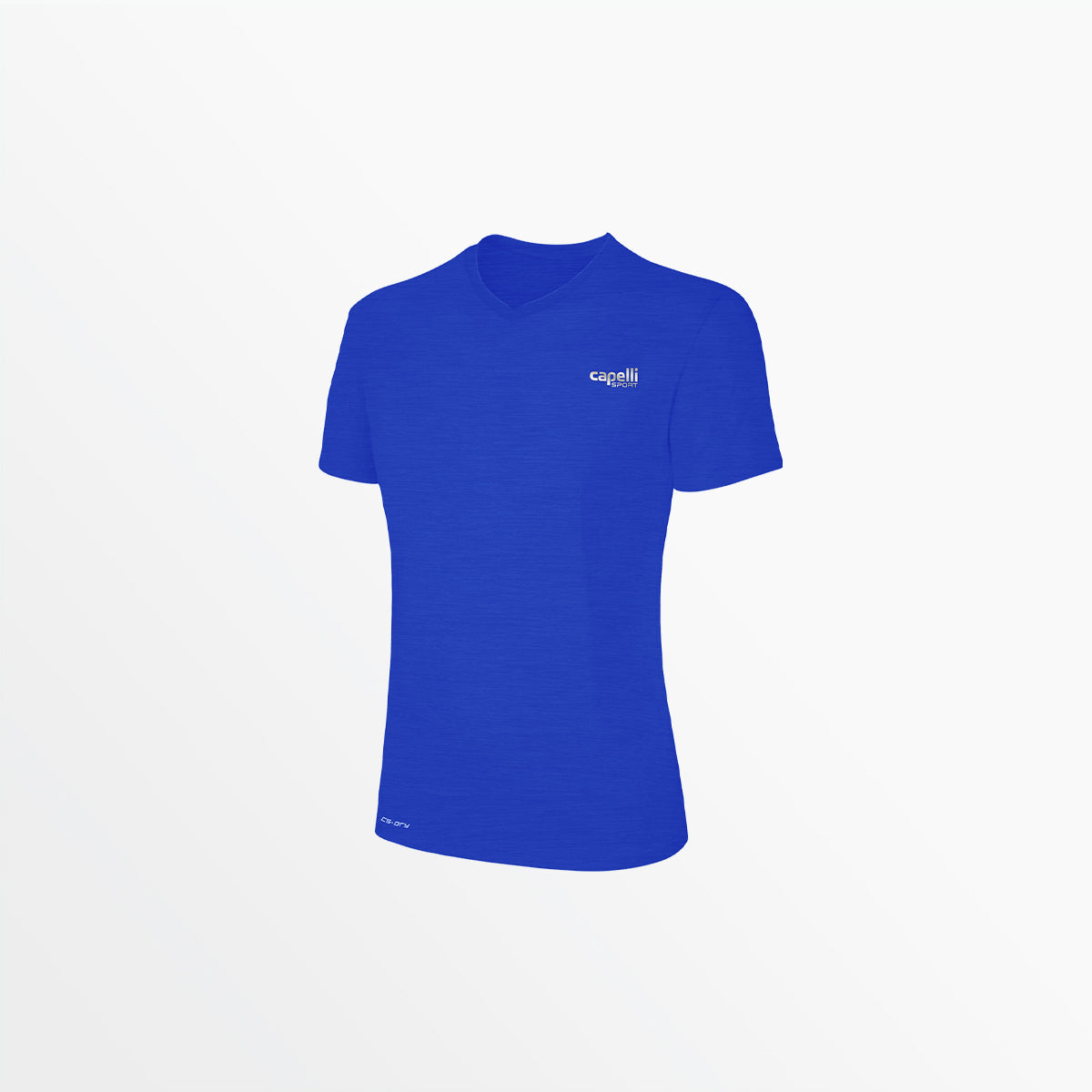 Women's Basics V-Neck Poly Tee Capelli Sport S Heather Royal Blue