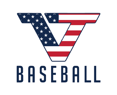 Baseball logo with American flag design on a white background