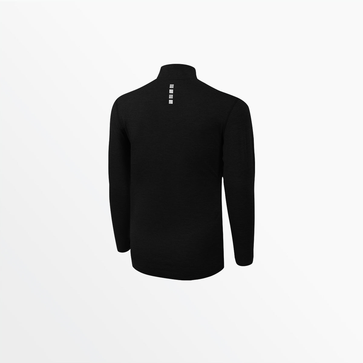 Men's black 1/4 zip running top with long sleeves and high collar