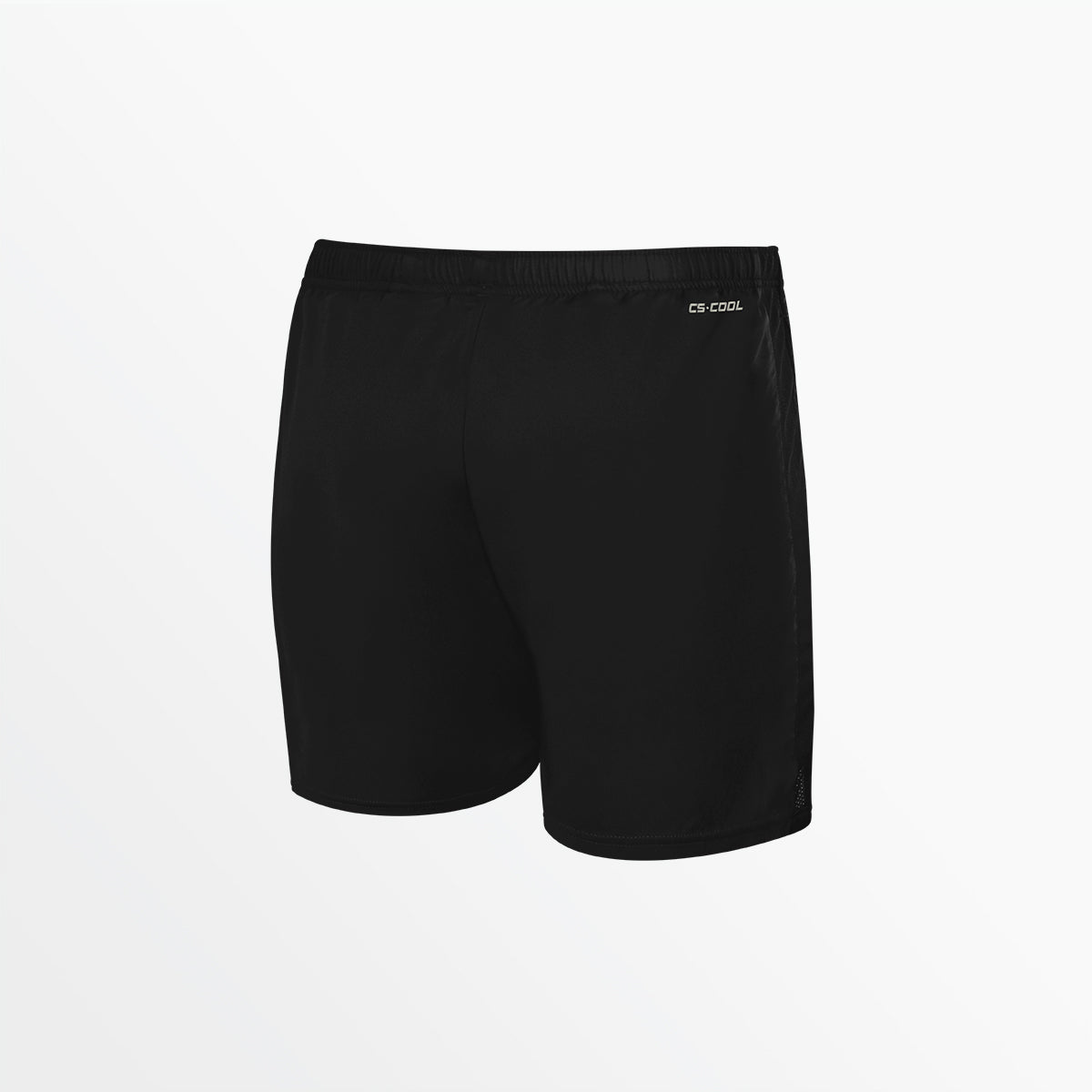 Women’s black woven running shorts, smooth finish, CS-COOL label