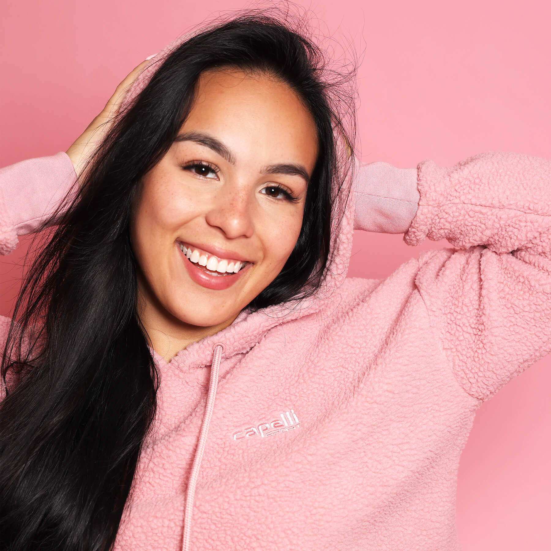 Women's Sherpa Cropped Pullover Hoodie Capelli Sport Blush XS