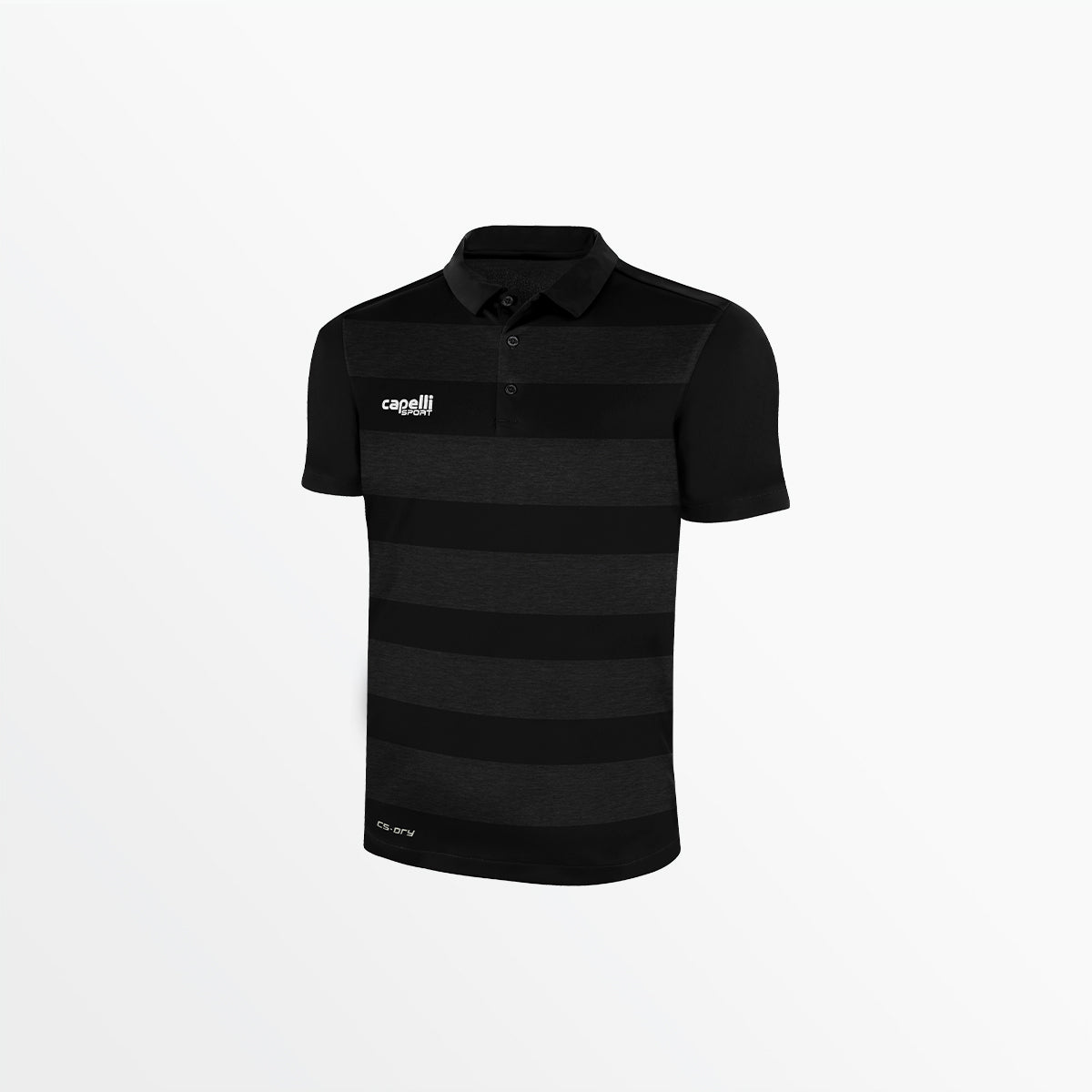 Men's Classic Stripe Poly Polo Capelli Sport S Black Dark Grey