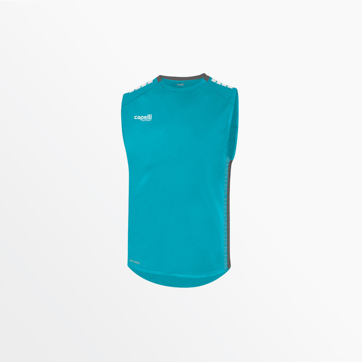 Men's Madison Sleeveless Training Top Capelli Sport S Turquoise Medium Grey