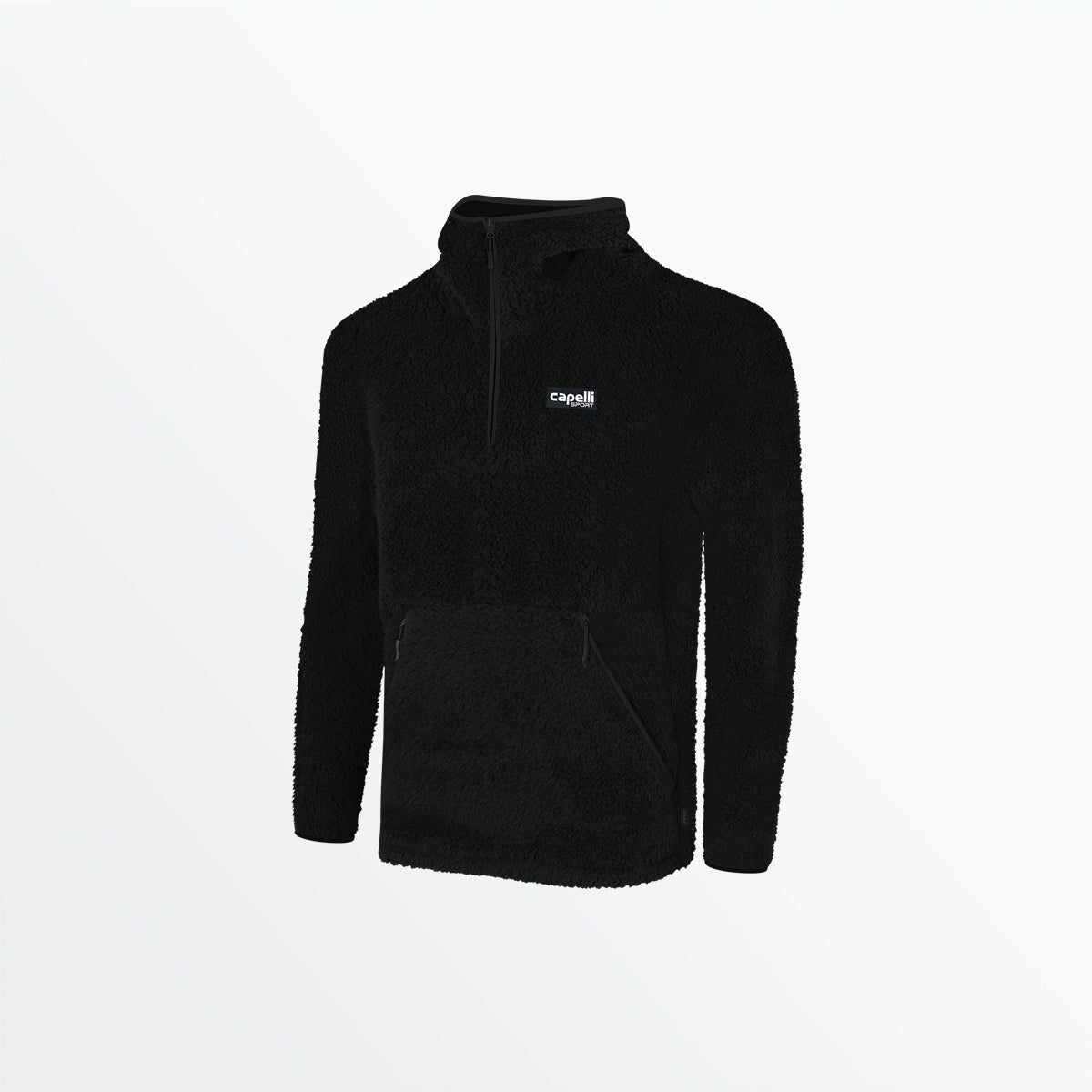 Adult Quarter Zip Sherpa Hoodie Capelli Sport XS Black
