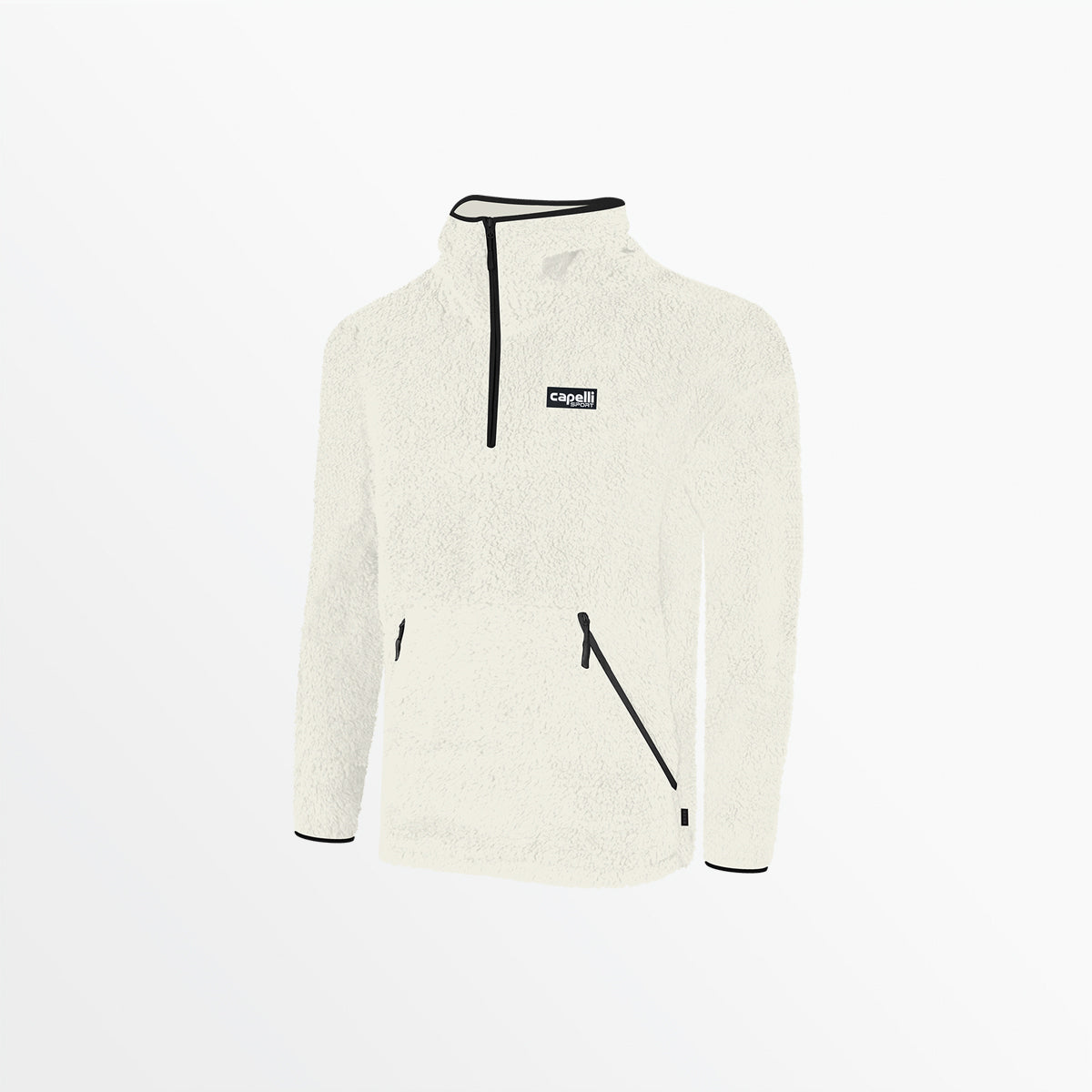 Adult Quarter Zip Sherpa Hoodie Capelli Sport XS Coconut