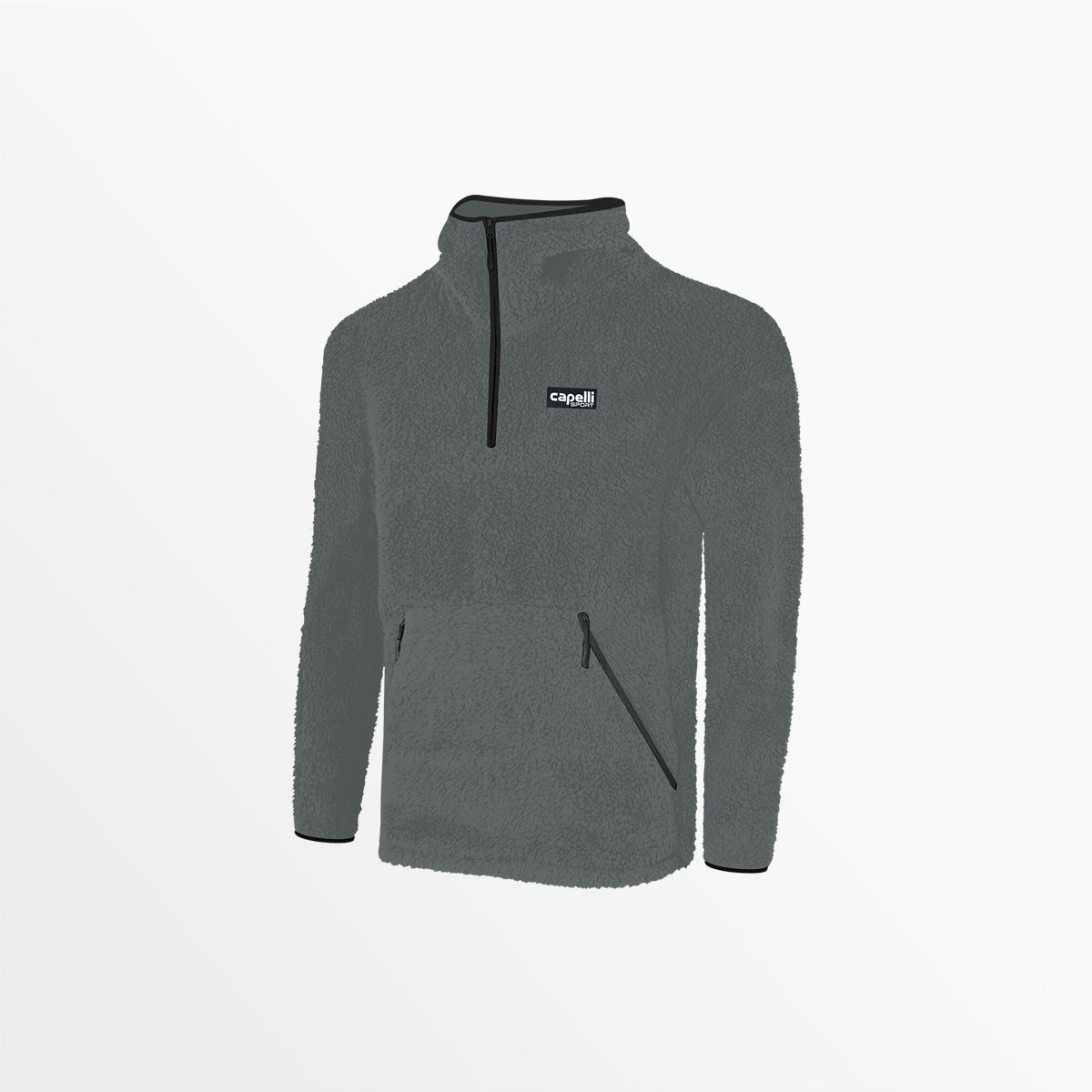 Adult Quarter Zip Sherpa Hoodie Capelli Sport XS Medium Grey