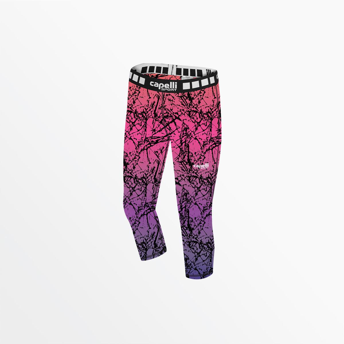Women's 3/4 Distressed Ombre Performance Tights Capelli Sport Neon Pink XS