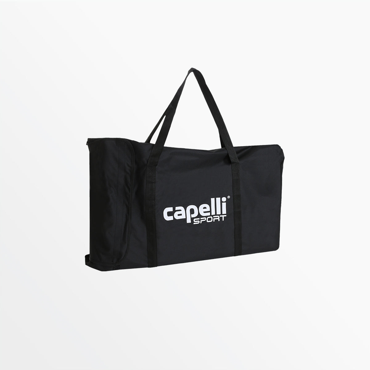 Black folding bench carry bag with capelli sport logo and handles