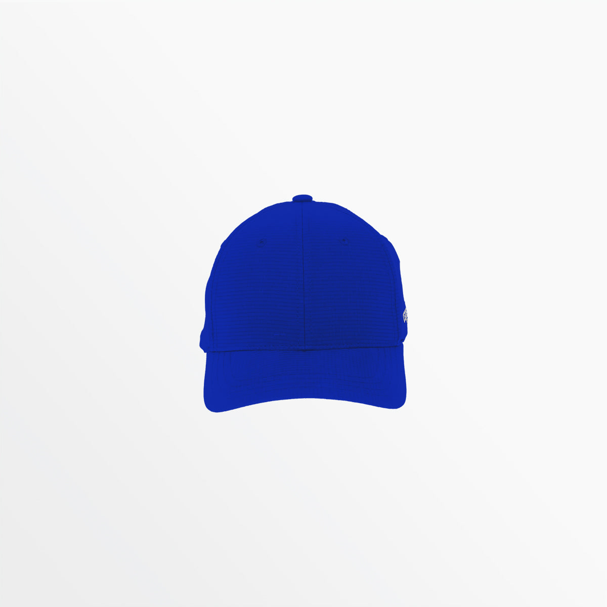 Royal blue youth team cap, back view with top button and seam stitching
