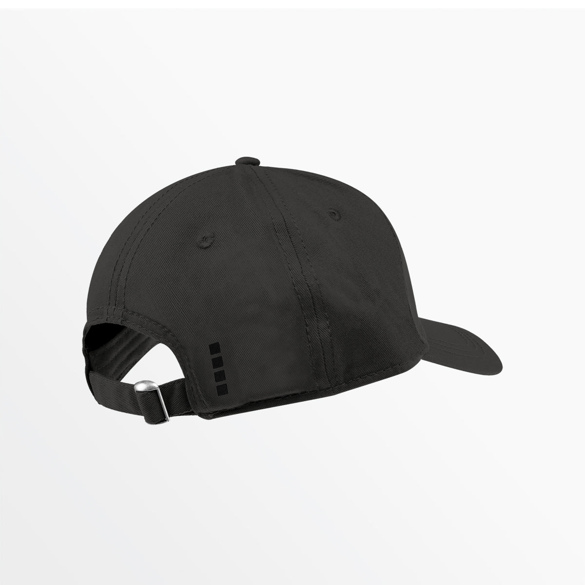 Adult front panel team classic cap, dark gray; adjustable back strap; vertical logo marks.
