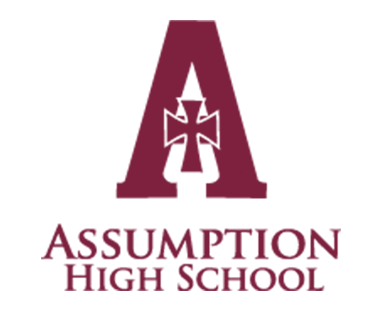 Assumption High School logo with a large red 'A' on a white background
