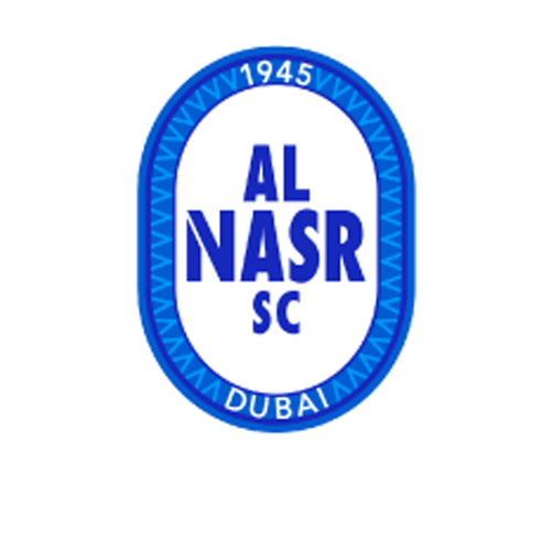 Al Nasr SC Dubai logo emblem, featuring a blue and white circular design with the text '1945', 'AL NASR SC', and 'DUBAI' on a plain white background.