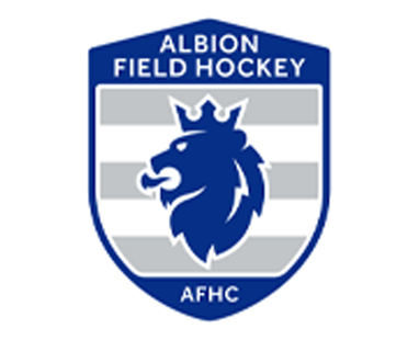 Albion Field Hockey logo with a lion emblem on a white background