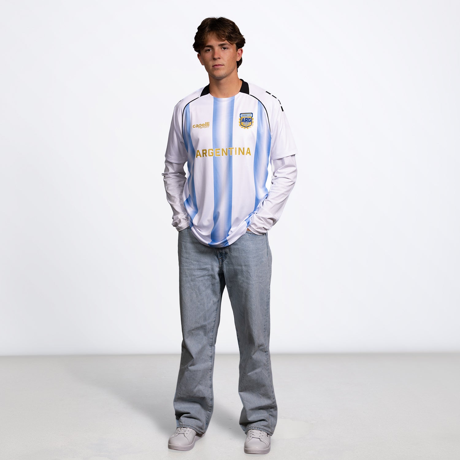 Capelli Sport Argentina Home Met Lines Soccer Jersey Capelli Sport