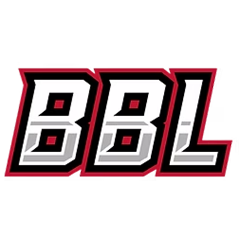 The stylized letters 'BBL' in bold white, black, and red block font on a plain white background.