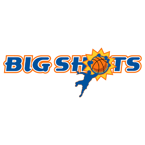 A logo-style graphic reading "BIG SHOTS" in blue letters with orange outlines, plus a basketball and sunburst motif in orange, yellow, and blue on a white background.