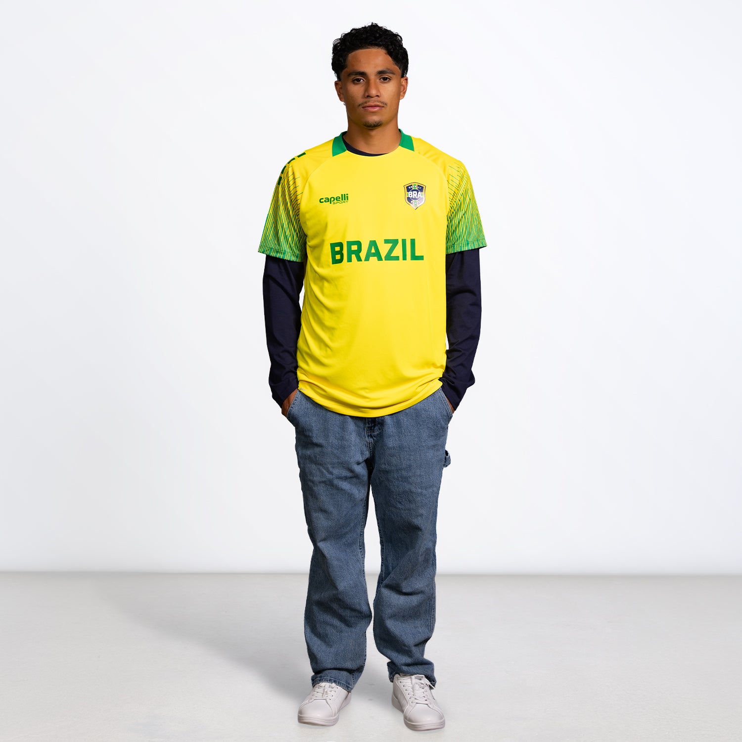 Capelli Sport Brazil Home Met Lines Soccer Jersey Capelli Sport