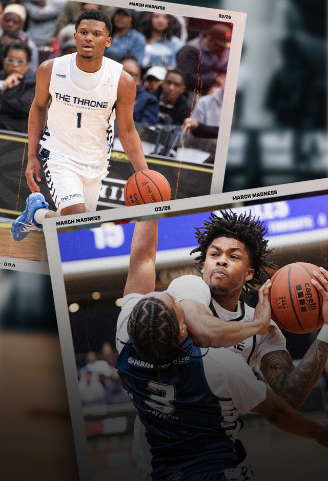 Basketball player in action with a collage of images showing him playing basketball.