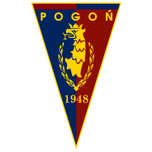 A triangular pennant banner with the word 'POGON' at the top, a yellow crest and laurel design in the center, and '1948' near the bottom, shown on a plain white background.