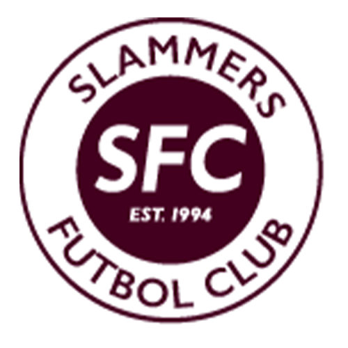 Slammers Futbol Club SFC logo in maroon and white, featuring a circular emblem with 'SLAMMERS FUTBOL CLUB' around the border and 'SFC EST. 1994' in the center.