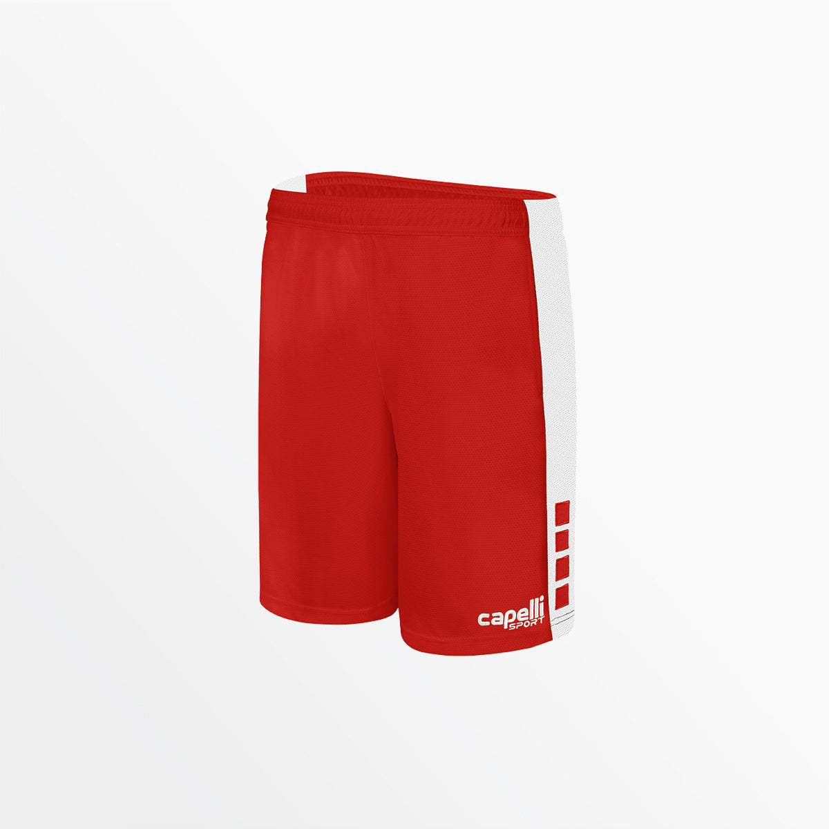 Red youth shorts with pockets and side logo