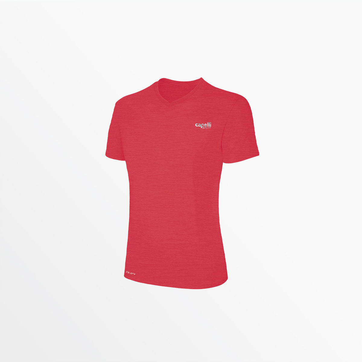 Women's Basics V-Neck Poly Tee Capelli Sport S Heather Light Red