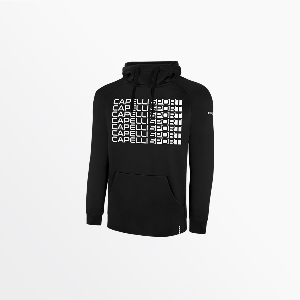Men's Therma Fleece Pullover Hoodie With Front Repeating Logo Capelli Sport M Black