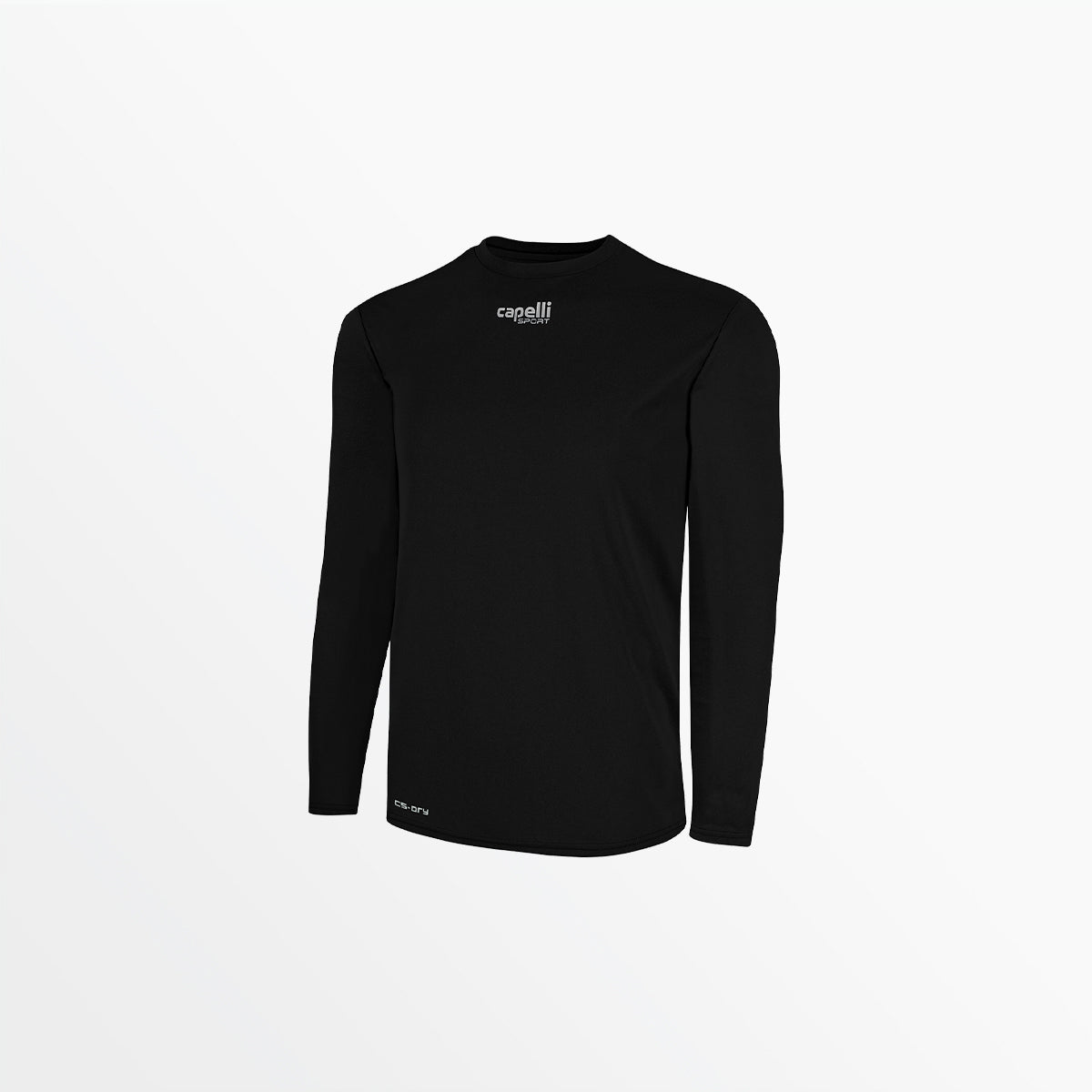 Youth Basics Crew Neck Long Sleeve Poly Tee Capelli Sport M Black