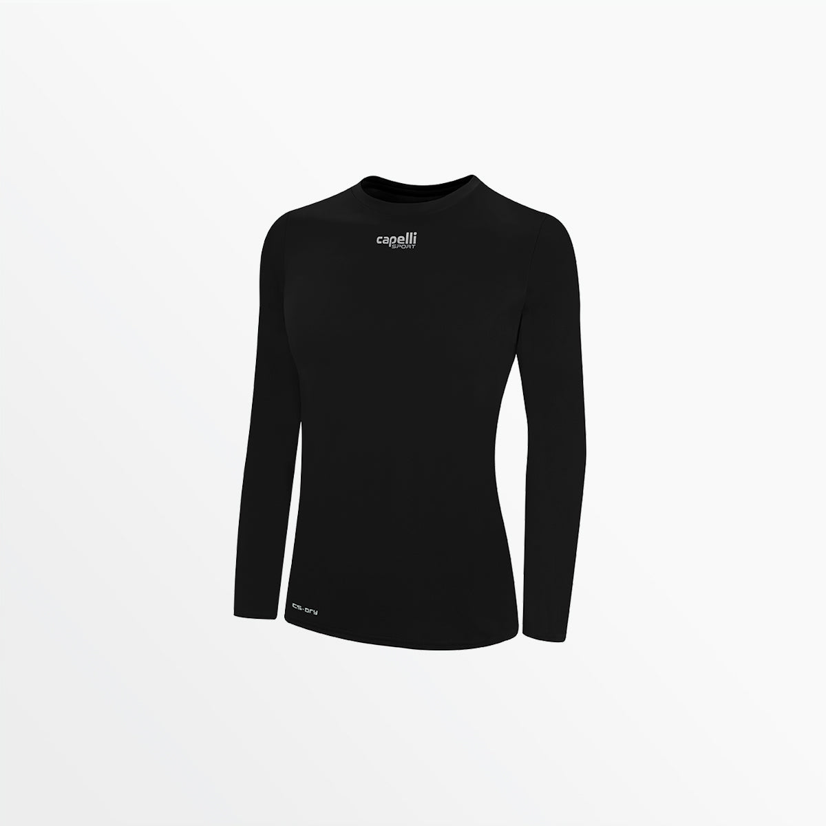 Women's Basics Crew Neck Long Sleeve Poly Tee Capelli Sport XS Black