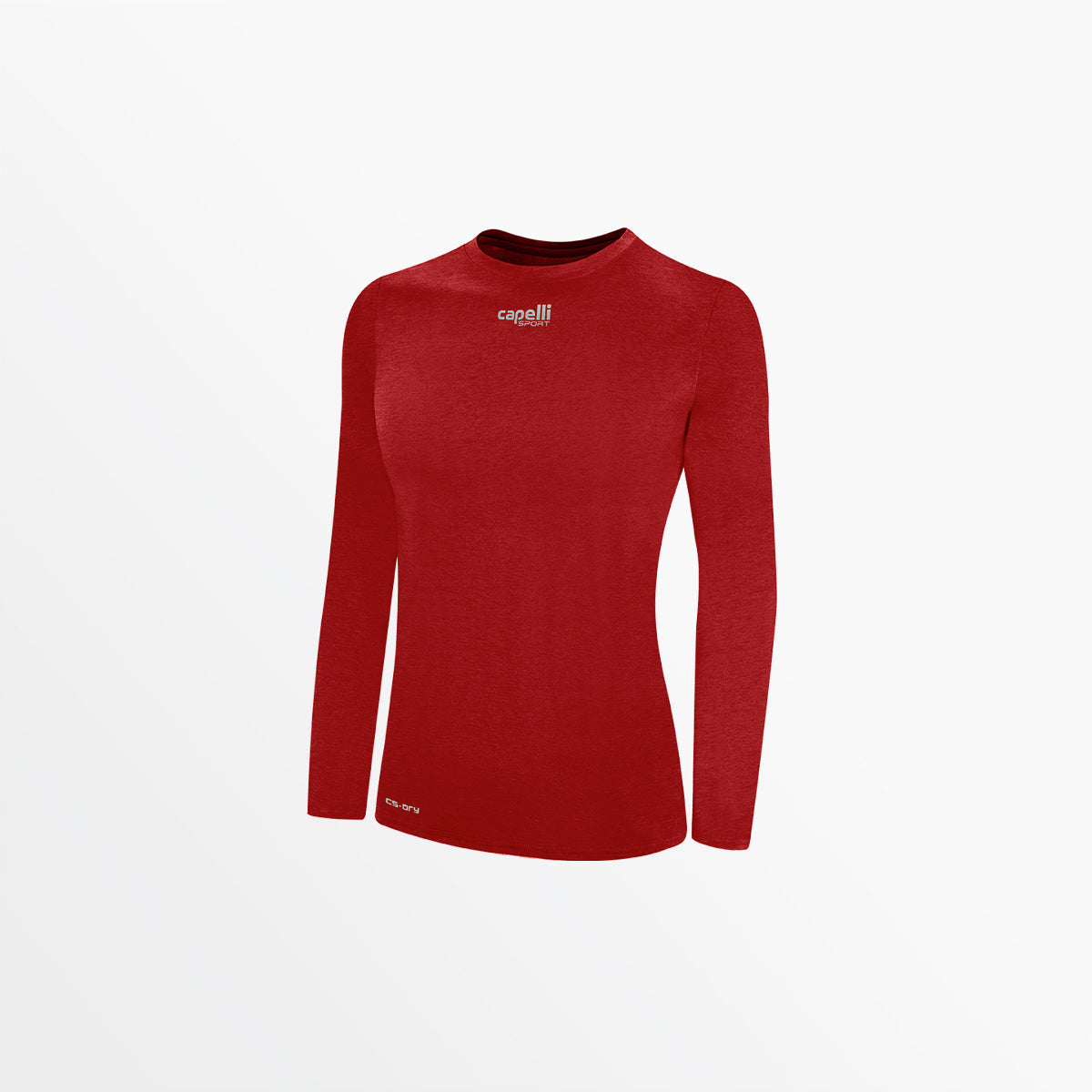 Women's Basics Crew Neck Long Sleeve Poly Tee Capelli Sport XS Red