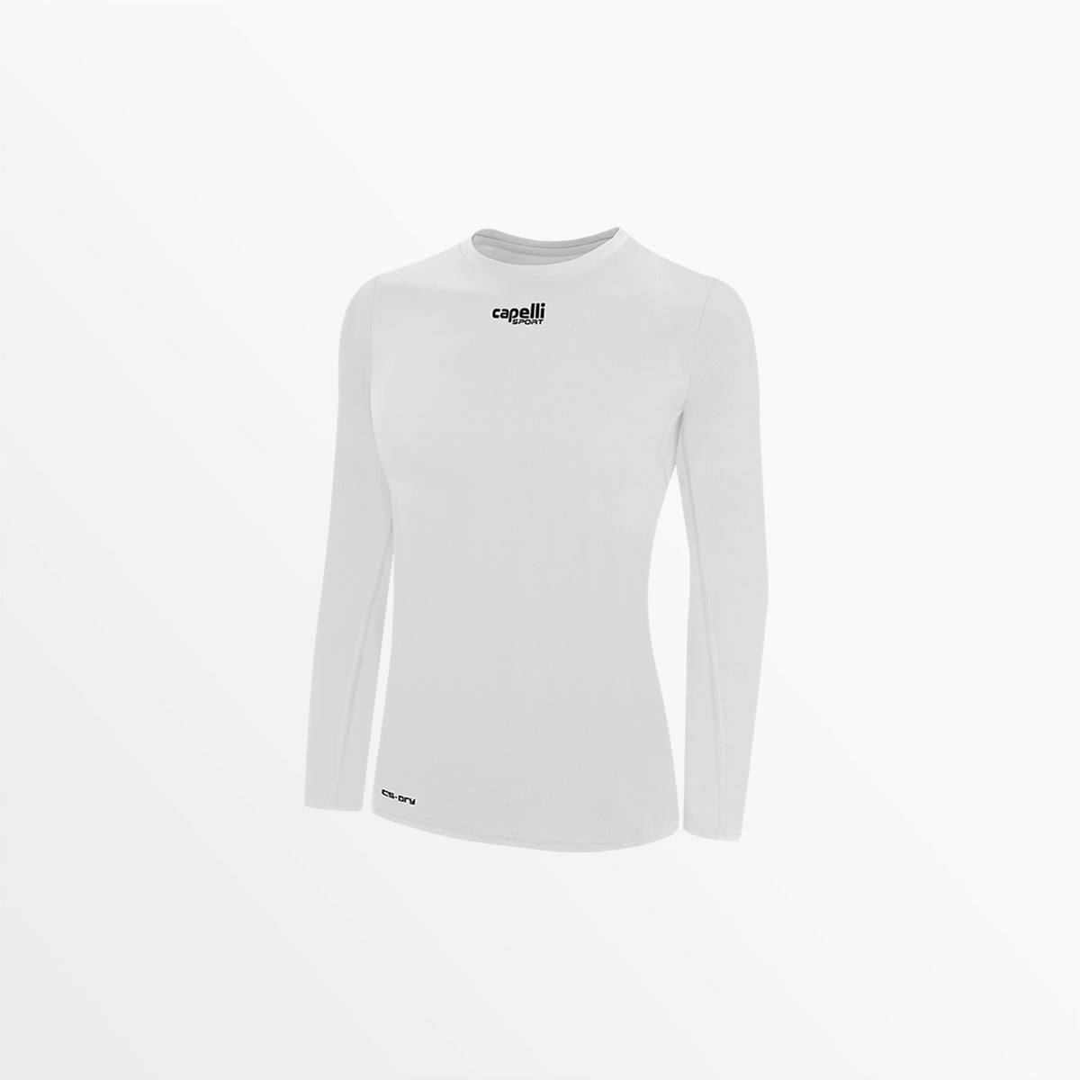 Women's Basics Crew Neck Long Sleeve Poly Tee Capelli Sport XS White
