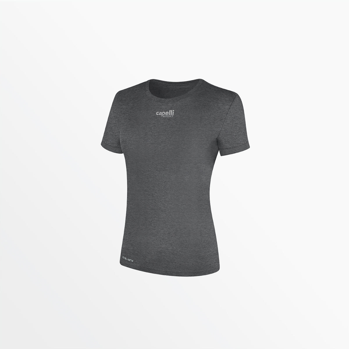 Women's Basics Crew Neck Poly Tee Capelli Sport XS Dark Heather Grey