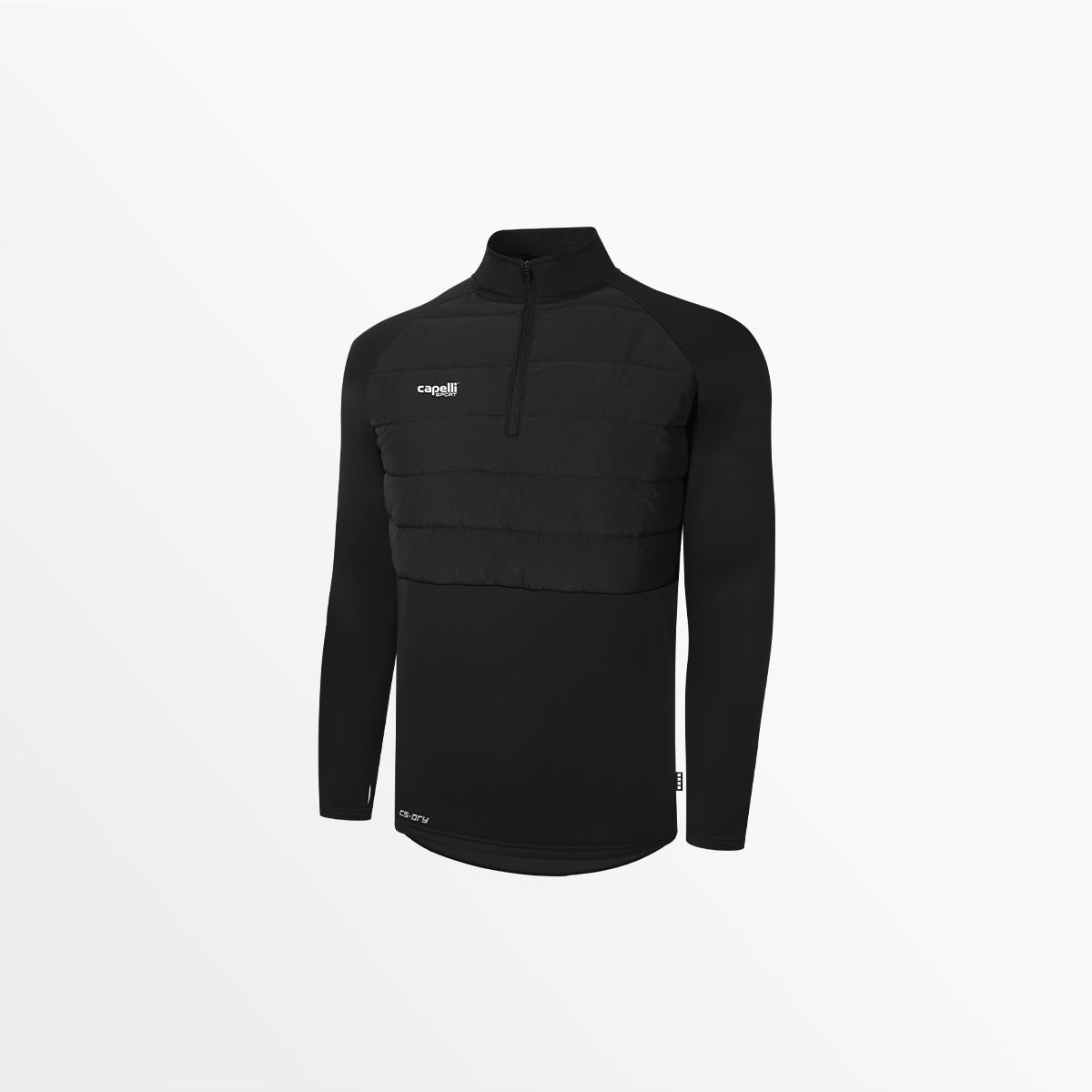 Men's Basics Therma Fleece Woven Front 1/4 Zip Top Capelli Sport Black S