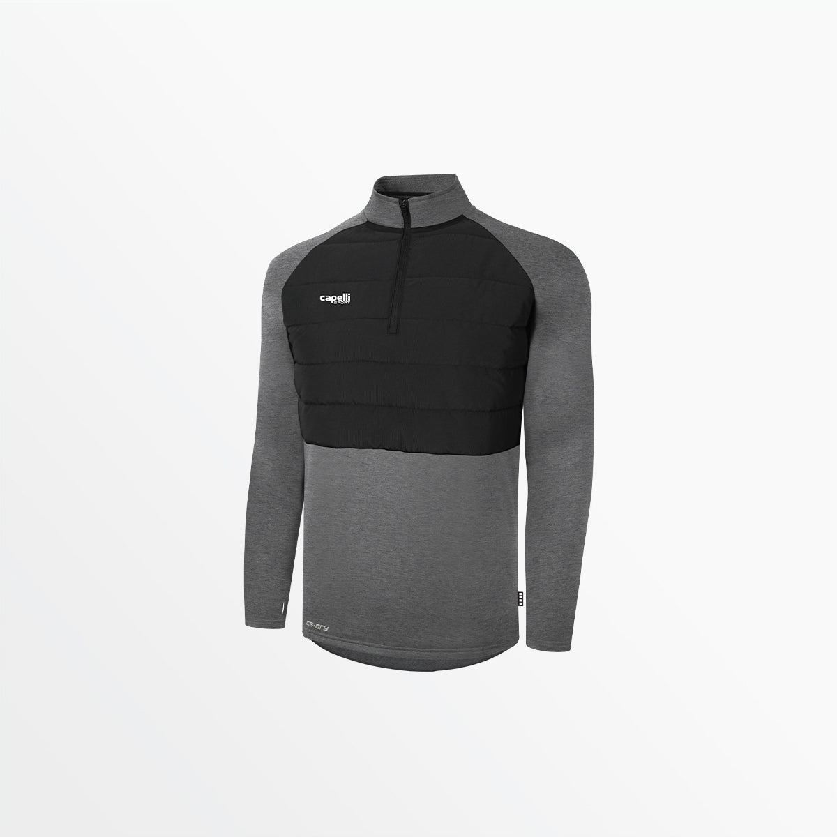Men's Basics Therma Fleece Woven Front 1/4 Zip Top Capelli Sport Dark Heather Grey S