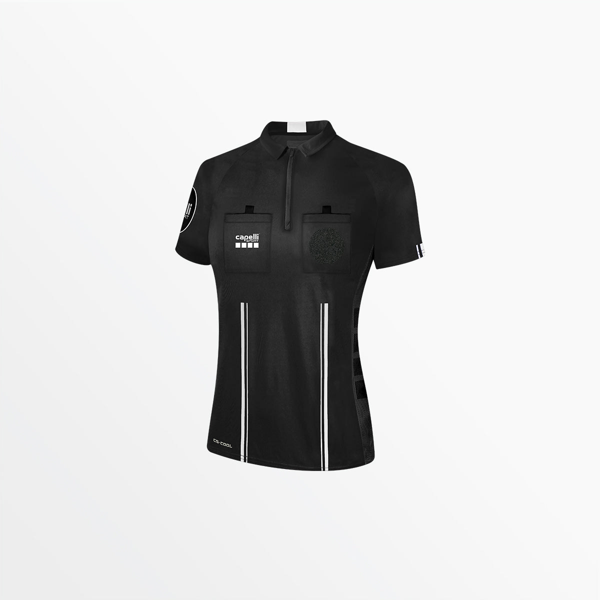 Women's Official Referee 1/4 Zip Short Sleeve Jersey Capelli Sport XS Black