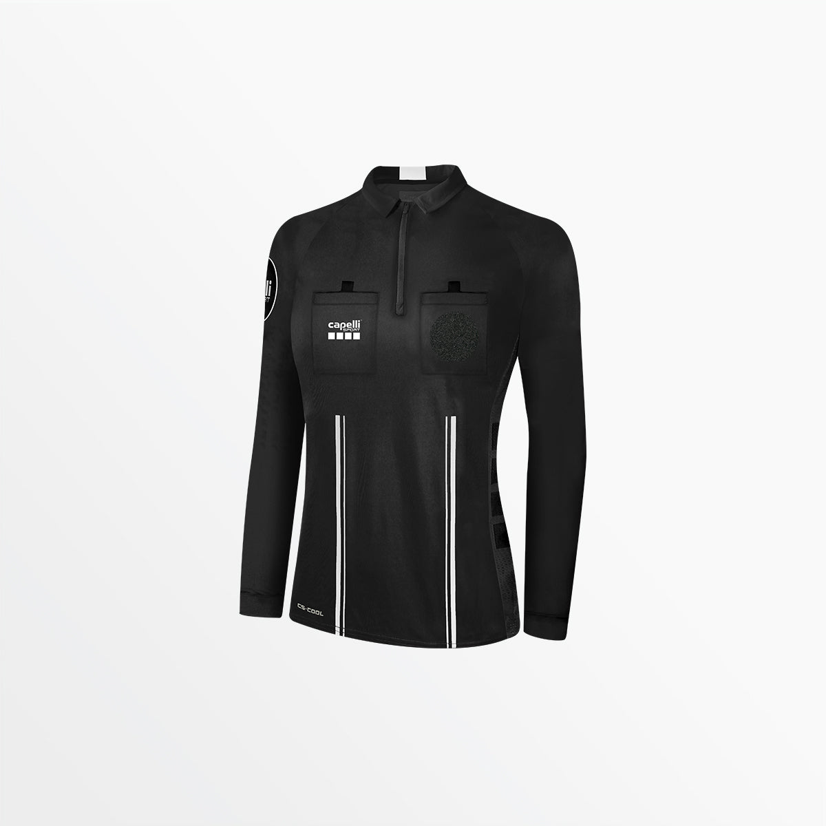 Women's Official Referee 1/4 Zip Long Sleeve Jersey Capelli Sport XS Black