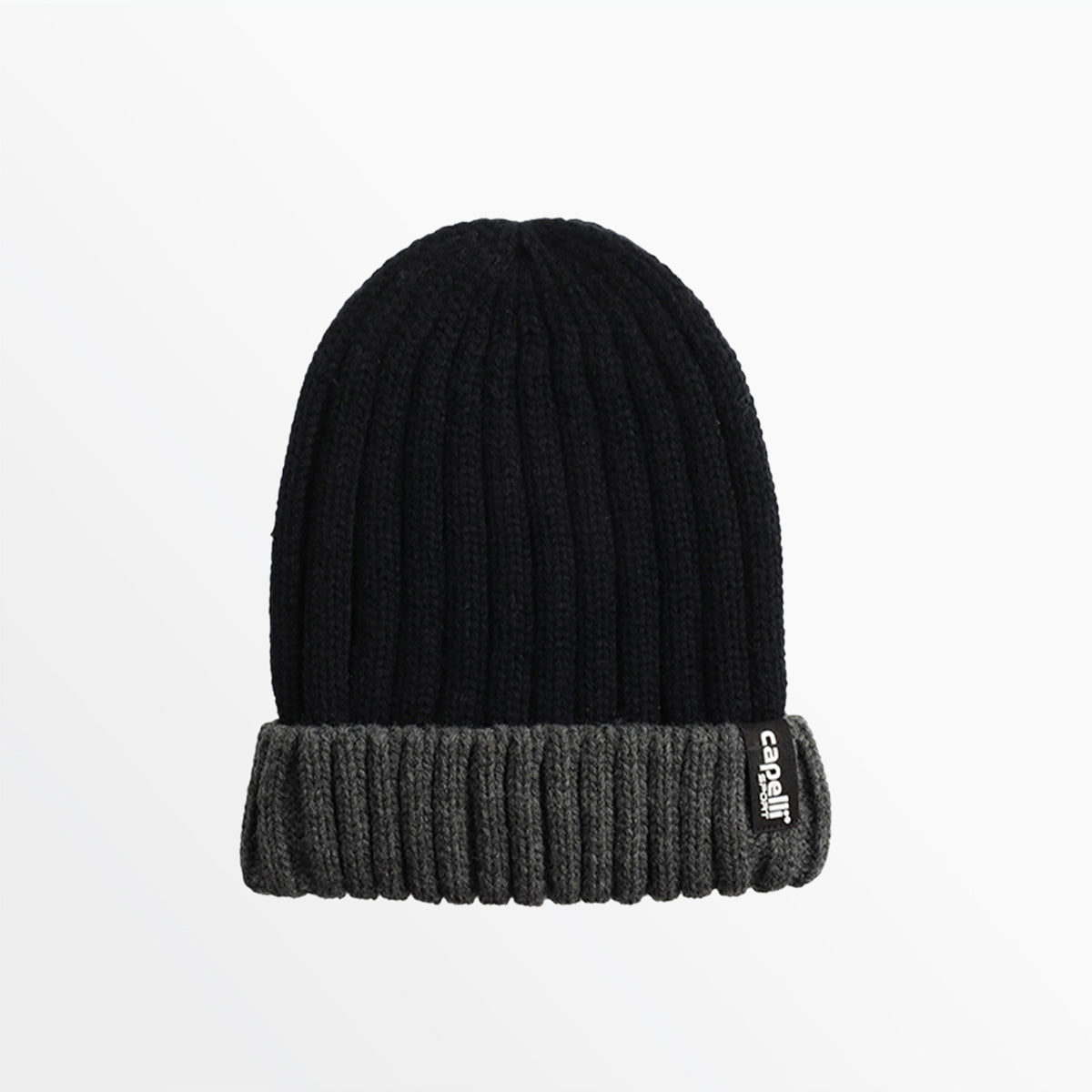 Youth Rib Two-Tone Cuff Beanie Capelli Sport Black Dark Heather Grey One Size