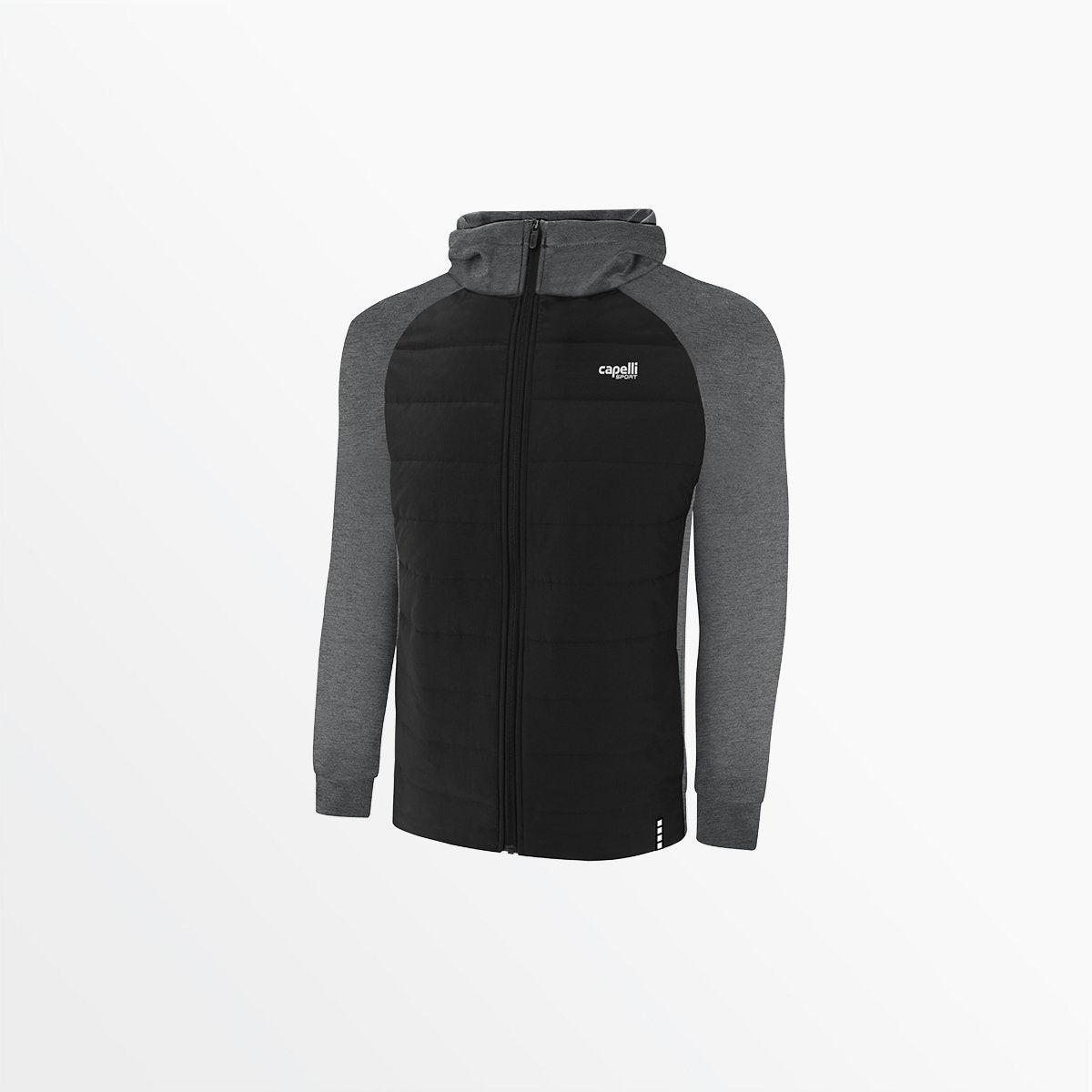 Youth Therma Fleece Woven Front Jacket Capelli Sport S Dark Heather Grey Black